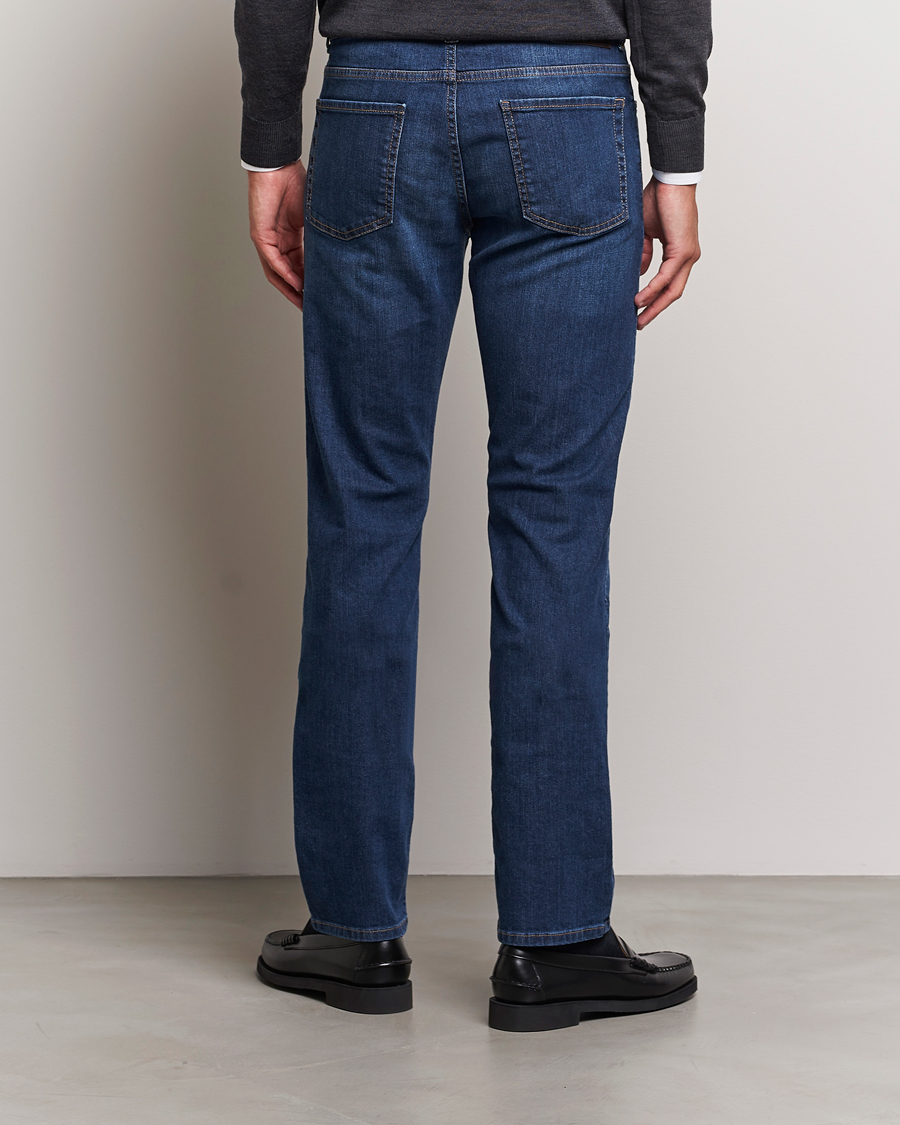 Mies | Farkut | Canali | Slim Fit Stretch Jeans Medium Blue Wash