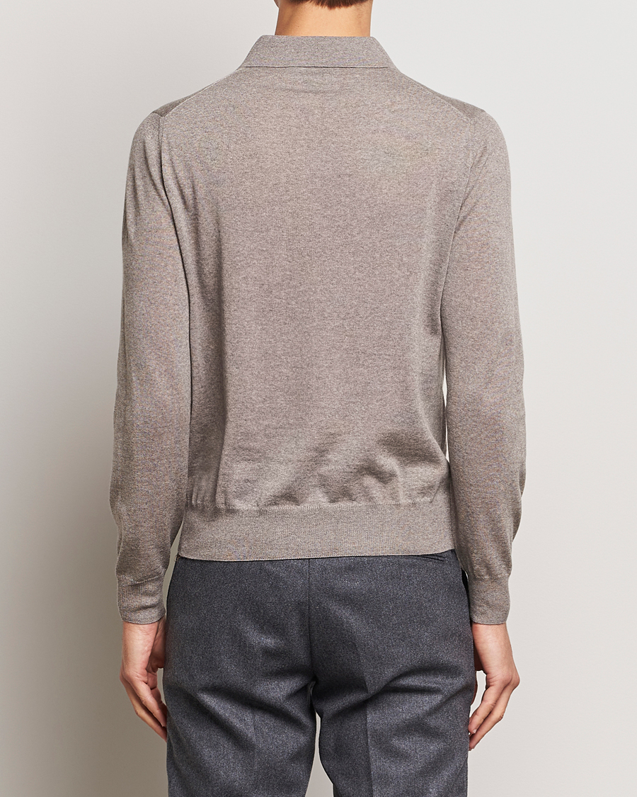 Mies | Puserot | Canali | Merino Wool Half Zip Taupe