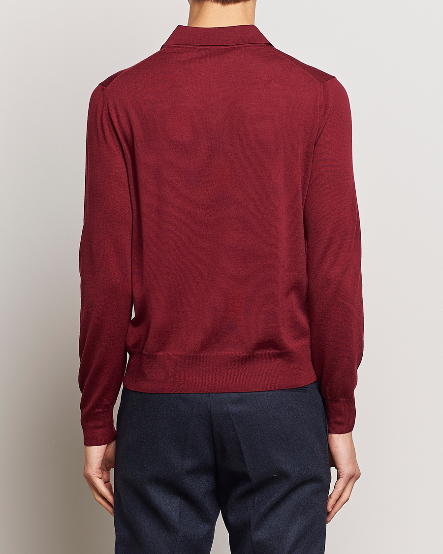 Mies | Puserot | Canali | Merino Wool Half Zip Burgundy