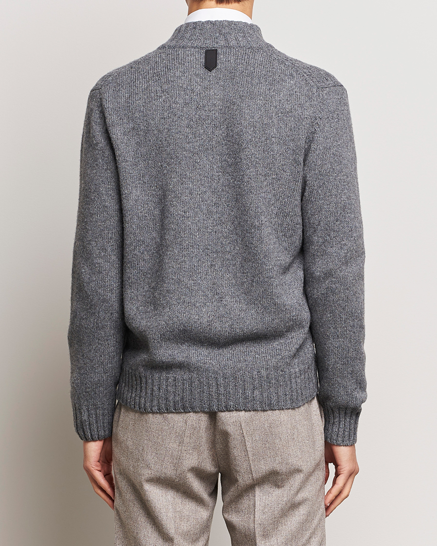 Mies | Puserot | Canali | Chunky Wool Cardigan Grey Melange
