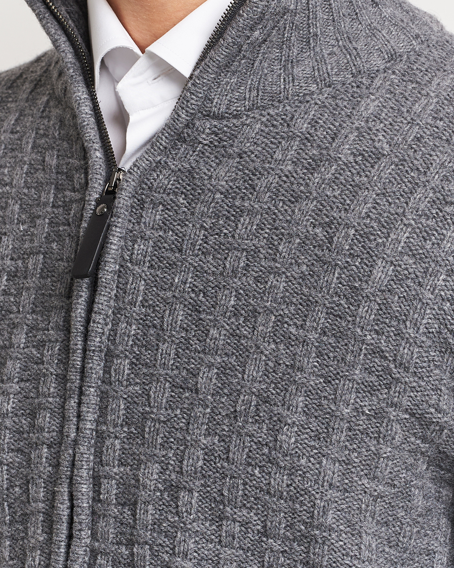Mies | Puserot | Canali | Chunky Wool Cardigan Grey Melange