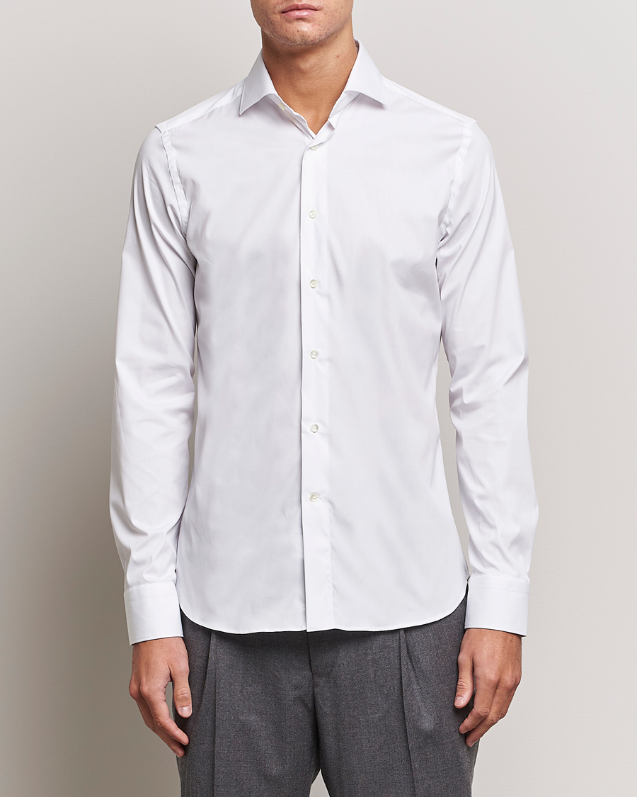 Mies | Quiet Luxury | Canali | Slim Fit Cotton/Stretch Shirt White
