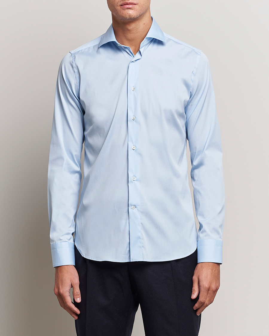 Mies | Quiet Luxury | Canali | Slim Fit Cotton/Stretch Shirt Light Blue