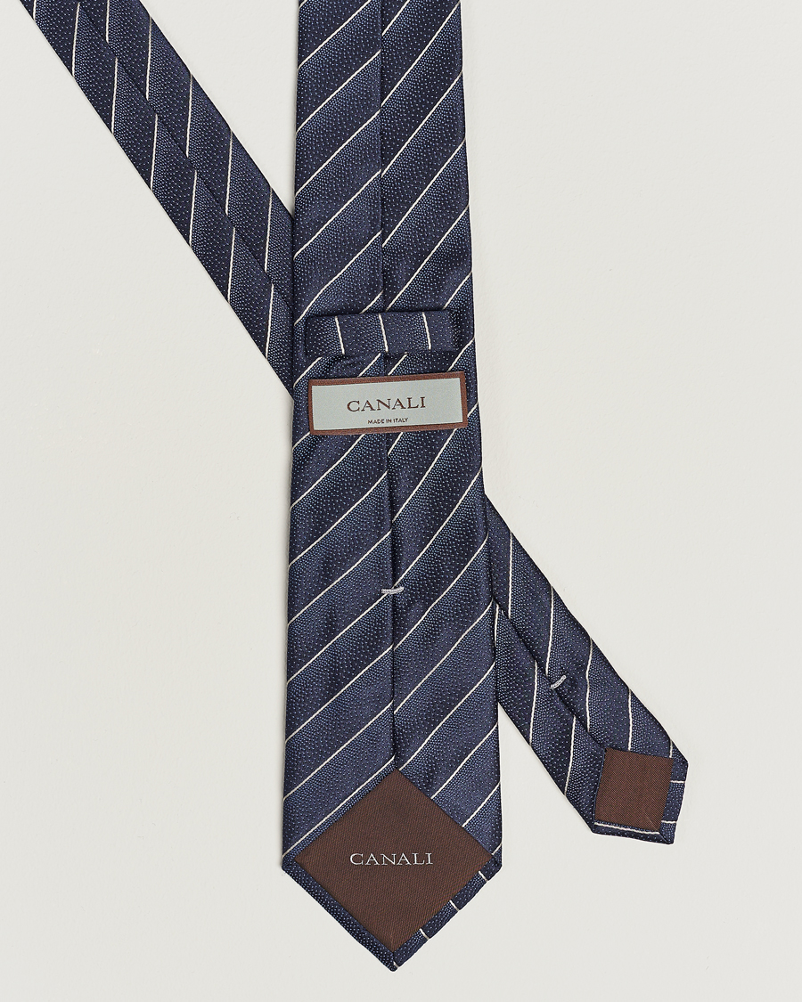 Mies | Canali Striped Silk Tie Navy | Canali | Striped Silk Tie Navy