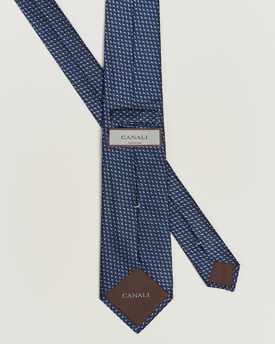 Mies | Canali Jacquard Micro Dot Silk Tie Dark Blue | Canali | Jacquard Micro Dot Silk Tie Dark Blue