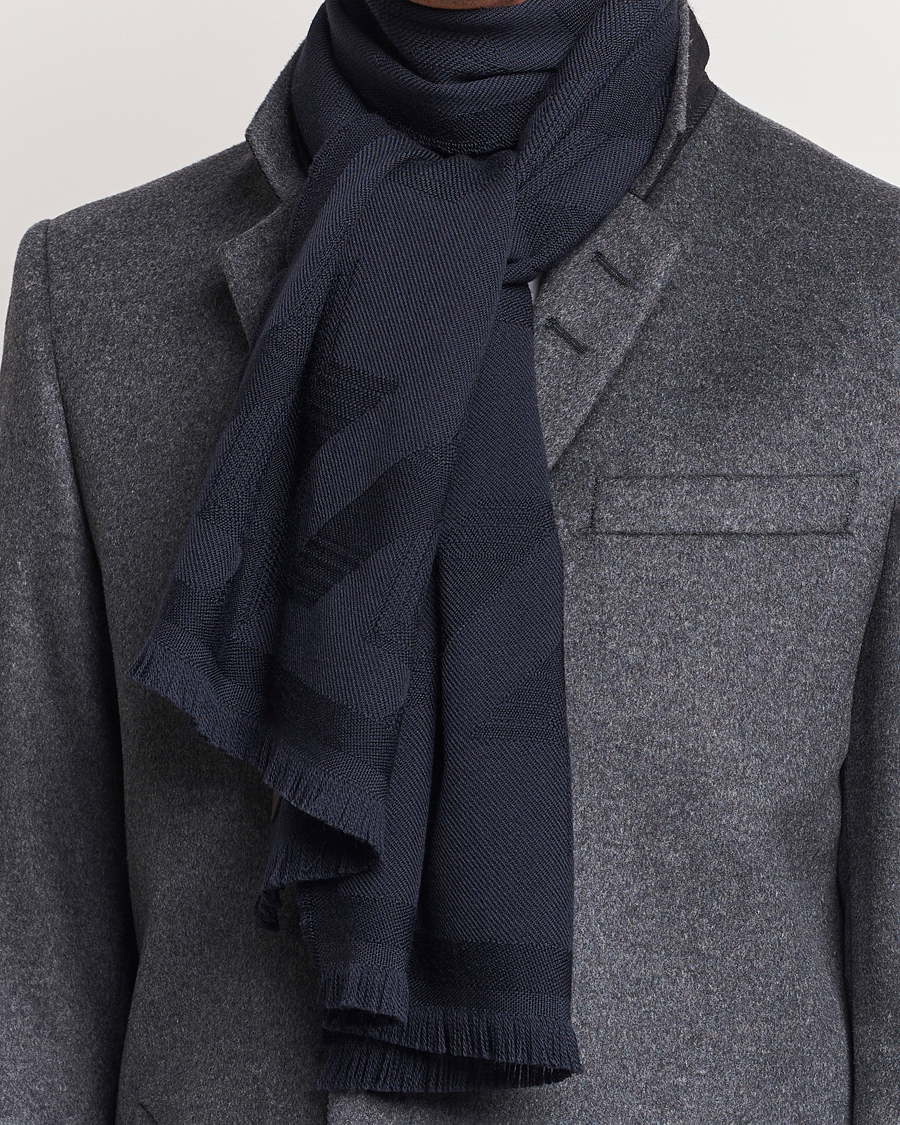 Mies | Canali | Canali | Textured Wool Scarf Navy
