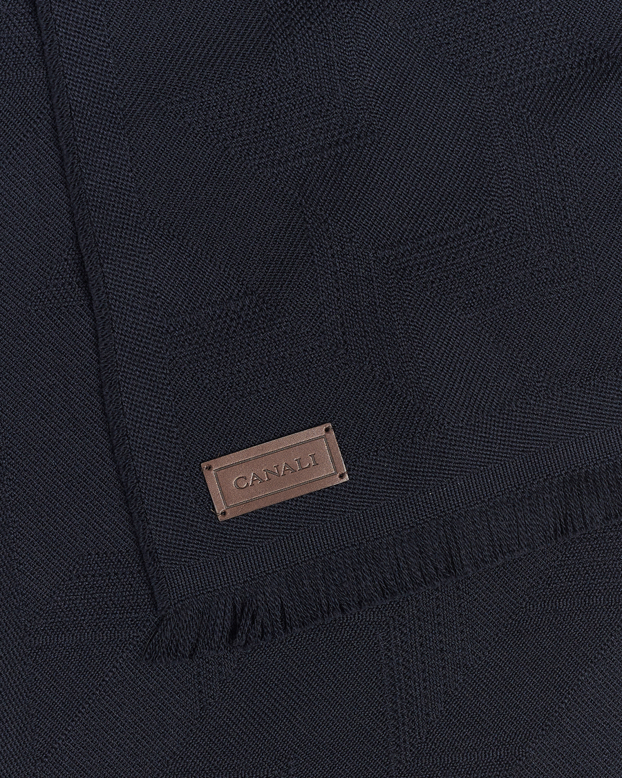 Mies | Canali Textured Wool Scarf Navy | Canali | Textured Wool Scarf Navy