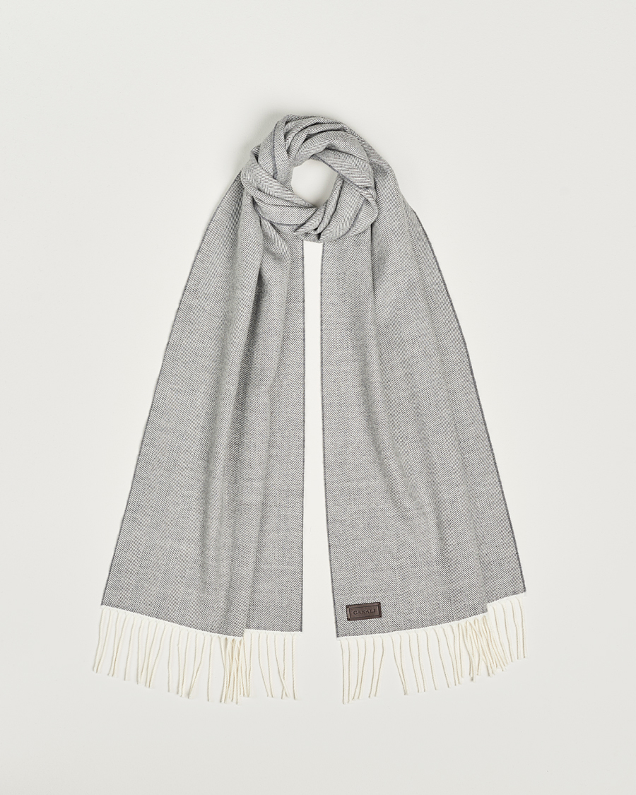Mies | Canali Herringbone Wool Scarf Light Grey | Canali | Herringbone Wool Scarf Light Grey