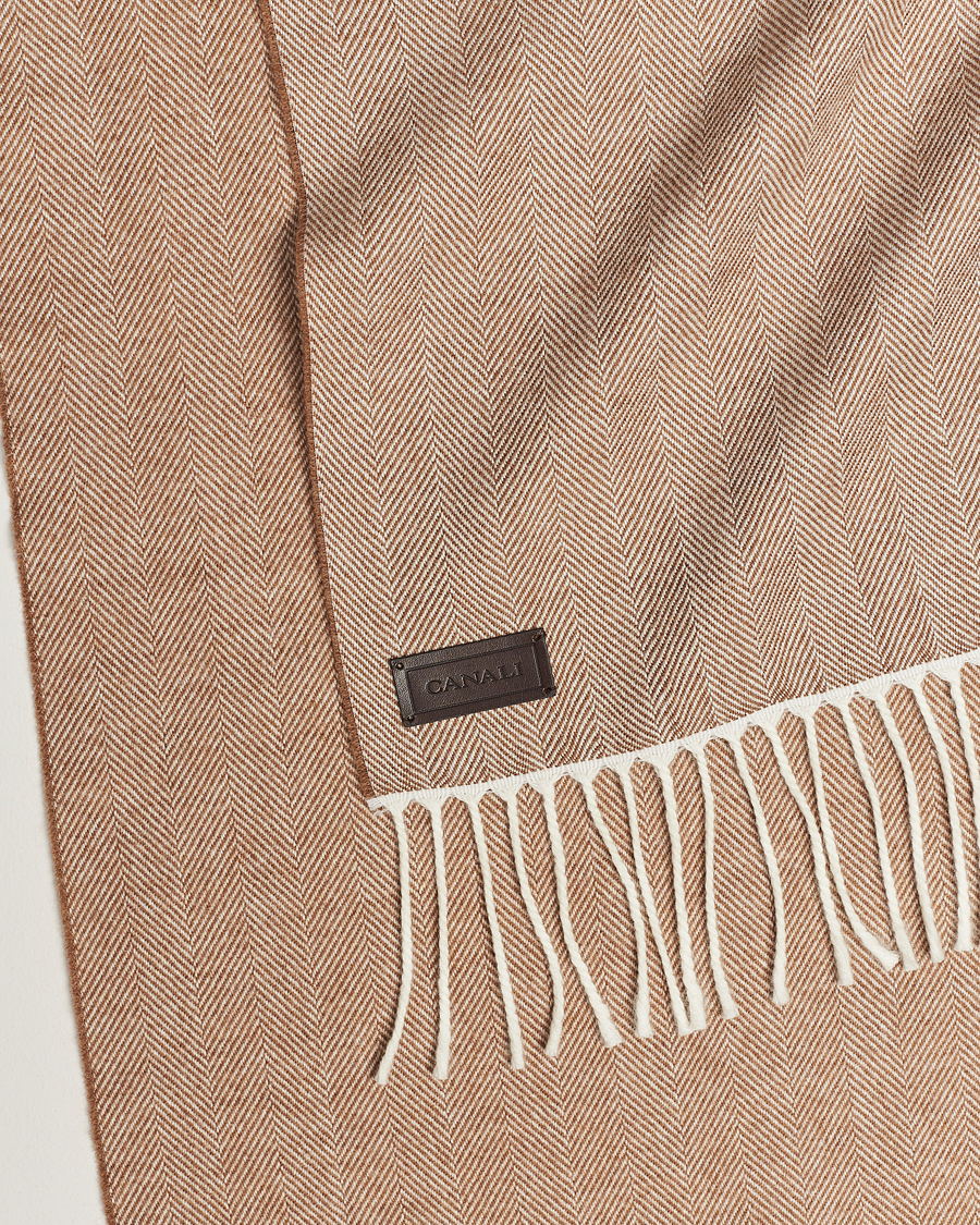 Mies | Canali Herringbone Wool Scarf Beige | Canali | Herringbone Wool Scarf Beige