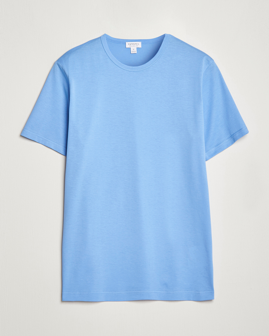 Mies | T-paidat | Sunspel | Crew Neck Cotton Tee Cool Blue