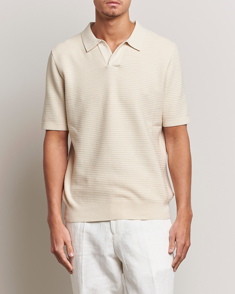 Mies | Sunspel | Sunspel | Knitted Polo Shirt Ecru