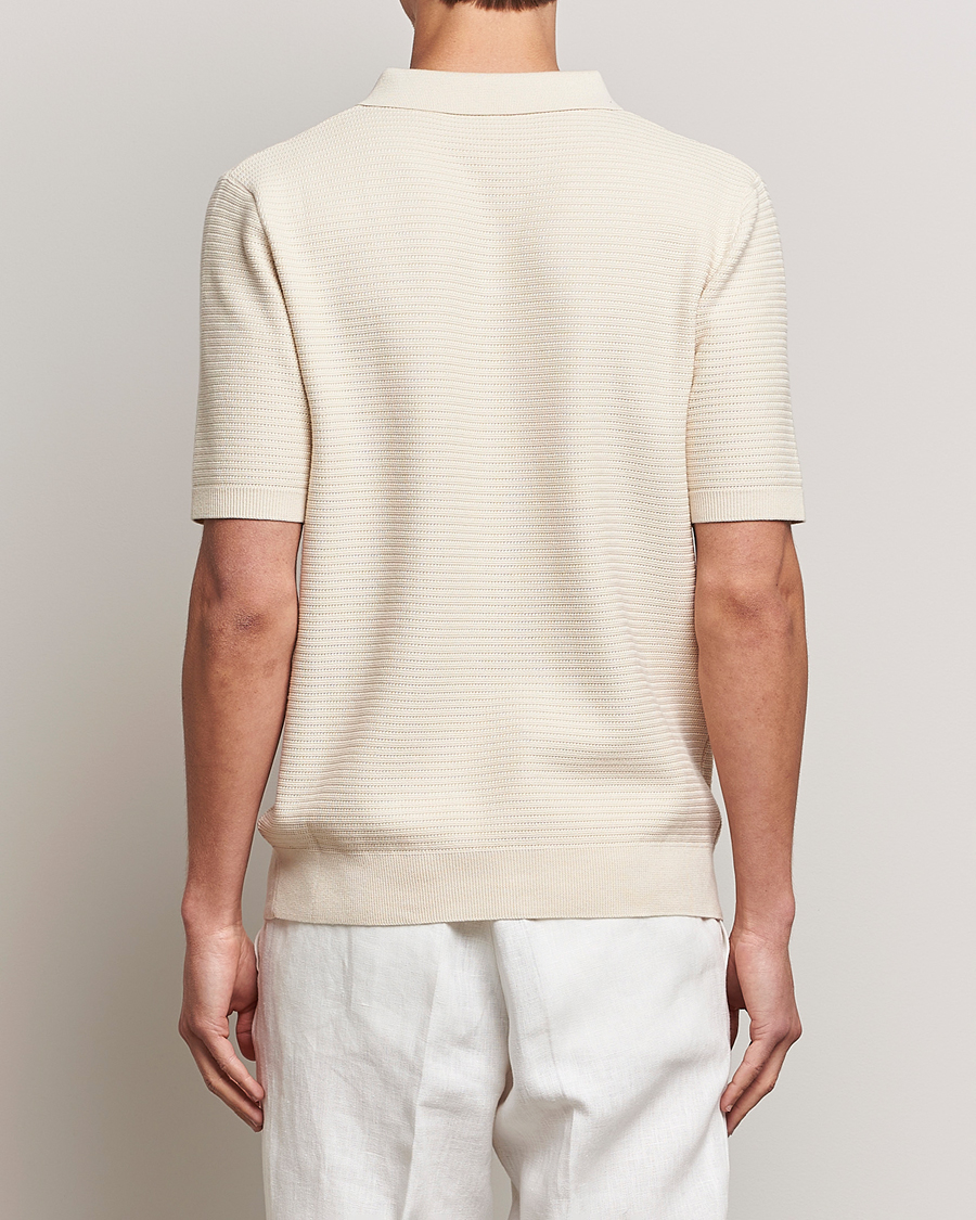 Mies | Pikeet | Sunspel | Knitted Polo Shirt Ecru