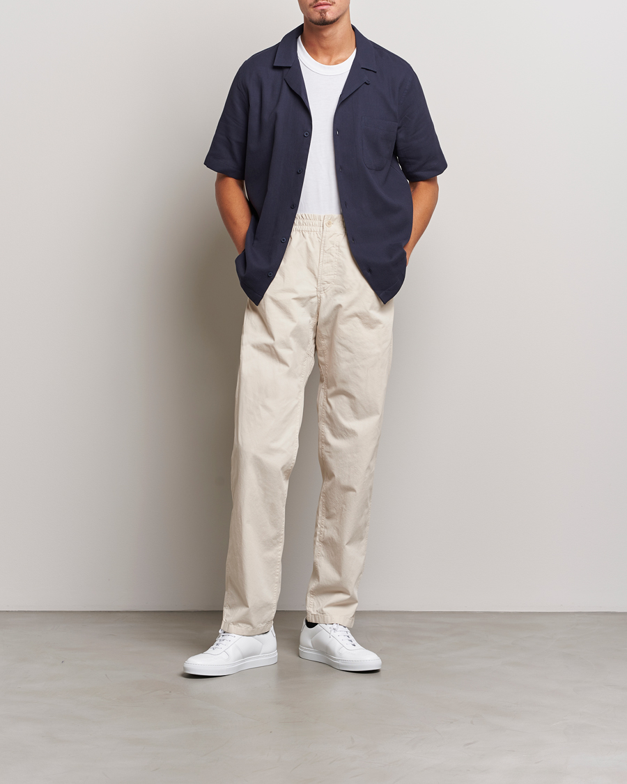 Mies | Kauluspaidat | Sunspel | Waffle Camp Collar Shirt Navy