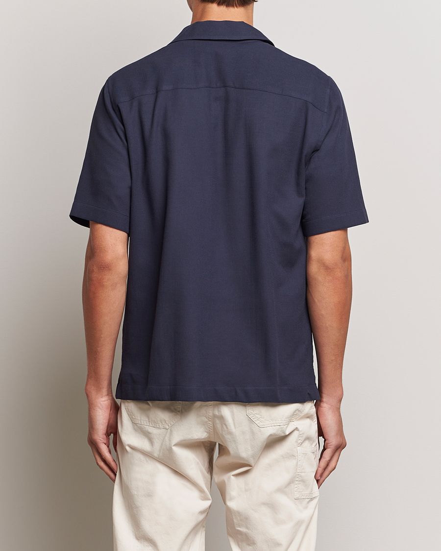 Mies | Kauluspaidat | Sunspel | Waffle Camp Collar Shirt Navy