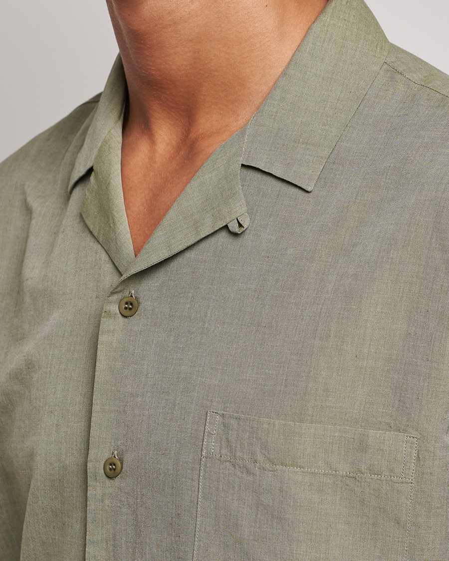 Mies | Kauluspaidat | Sunspel | Lightweight Cotton/Linen Resort Shirt Hunter Green