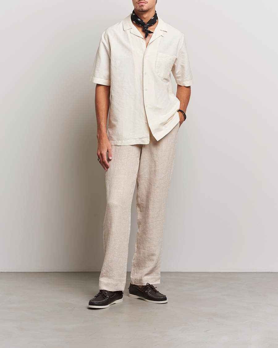 Mies | Kauluspaidat | Sunspel | Lightweight Cotton/Linen Resort Shirt Ecru