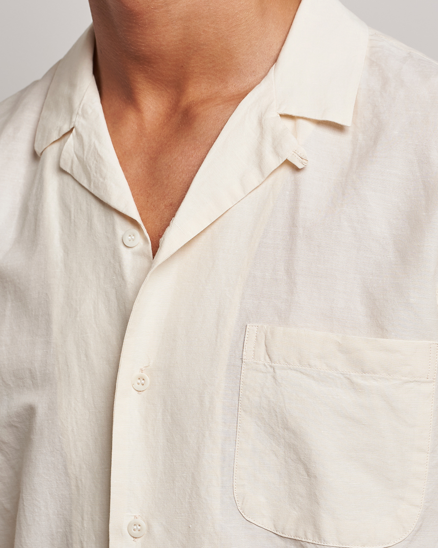 Mies | Kauluspaidat | Sunspel | Lightweight Cotton/Linen Resort Shirt Ecru