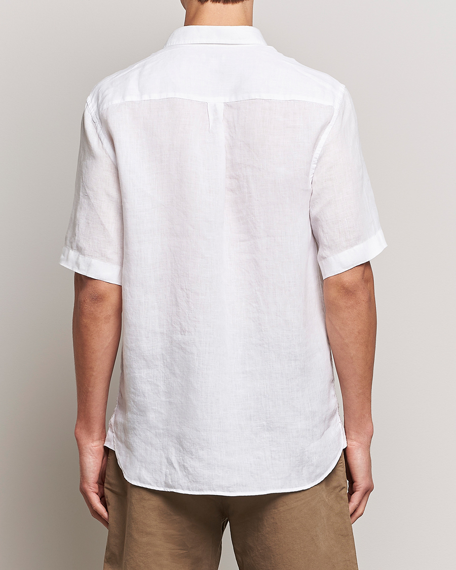 Mies | Kauluspaidat | Sunspel | Short Sleeve Linen Shirt White