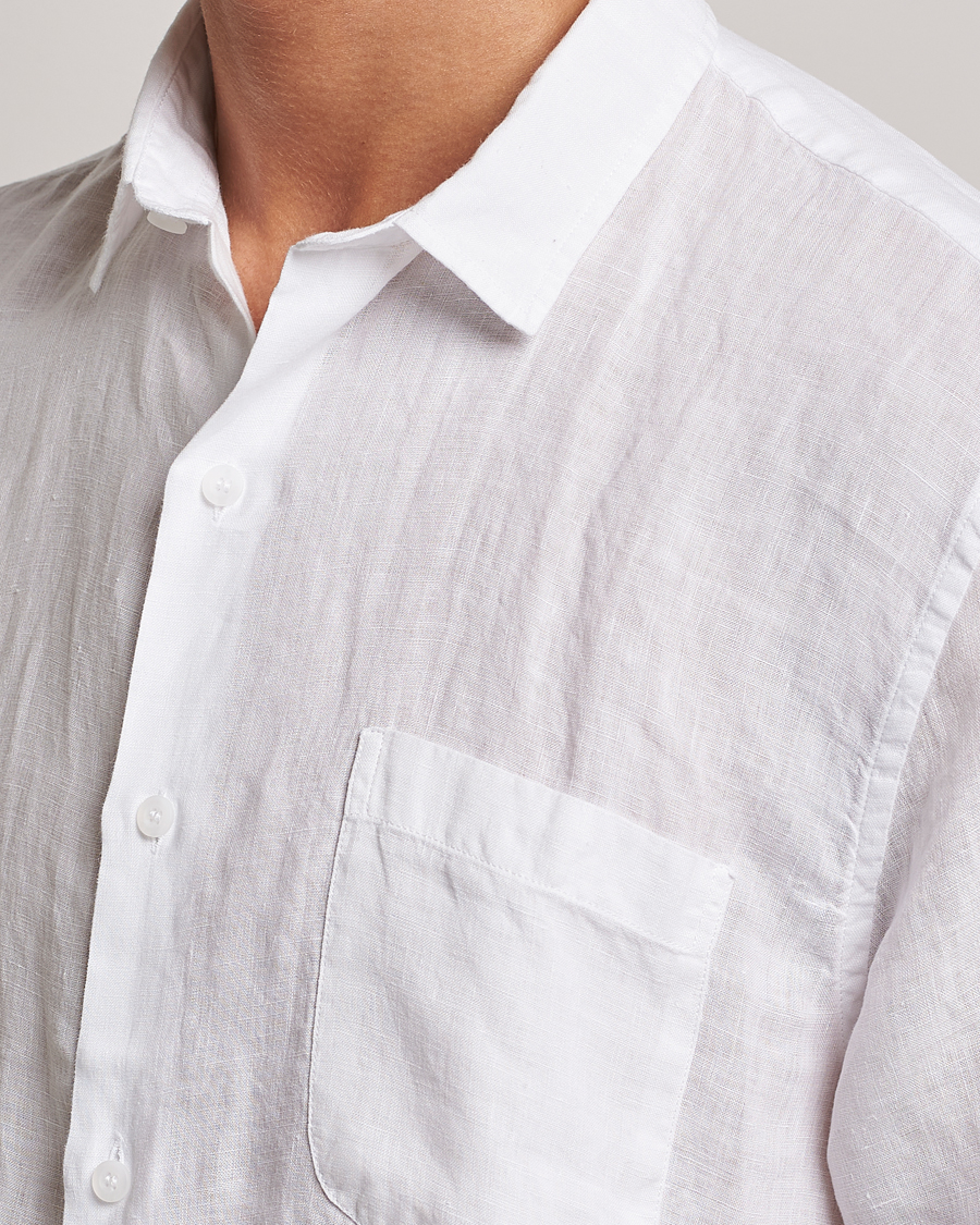 Mies | Kauluspaidat | Sunspel | Short Sleeve Linen Shirt White
