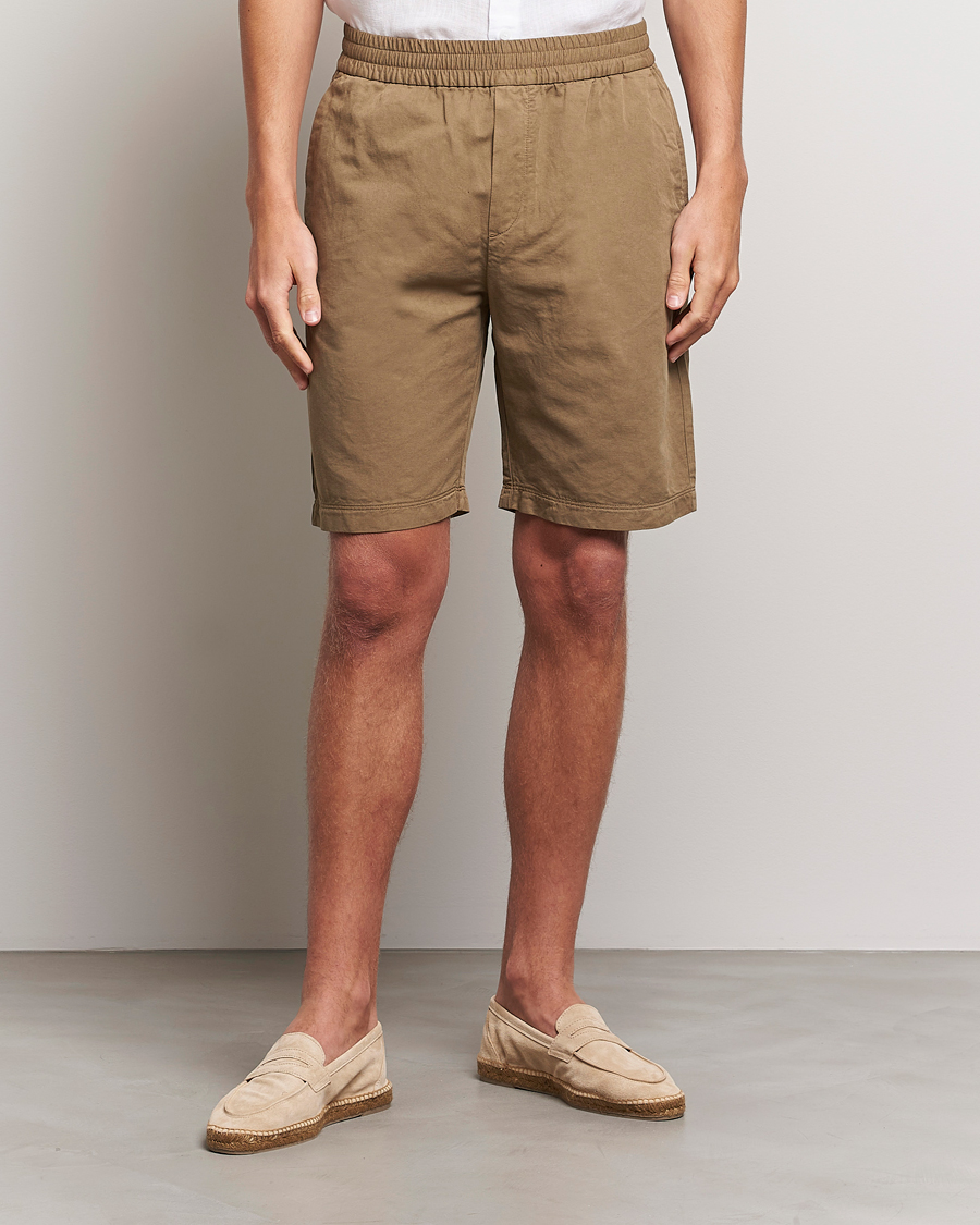 Mies | Shortsit | Sunspel | Cotton/Linen Drawstring Shorts Dark Tan