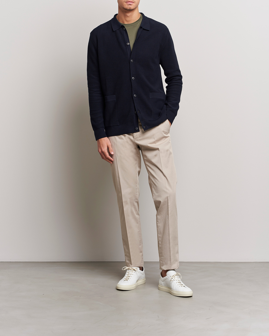 Mies | Puserot | Sunspel | Long Staple Cotton Knitted Jacket Navy
