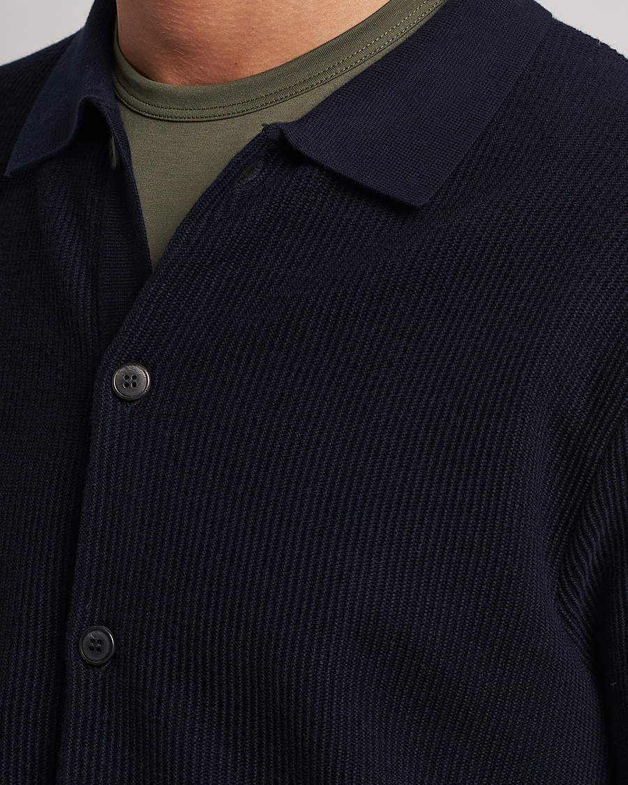 Mies | Puserot | Sunspel | Long Staple Cotton Knitted Jacket Navy