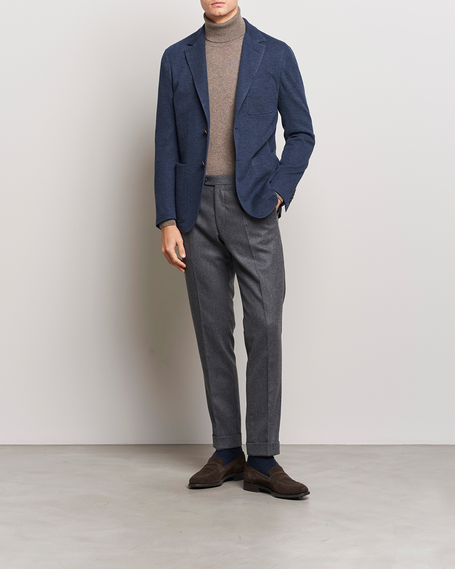 Mies | Pikkutakit | Canali | Structured Jersey Jacket Blue