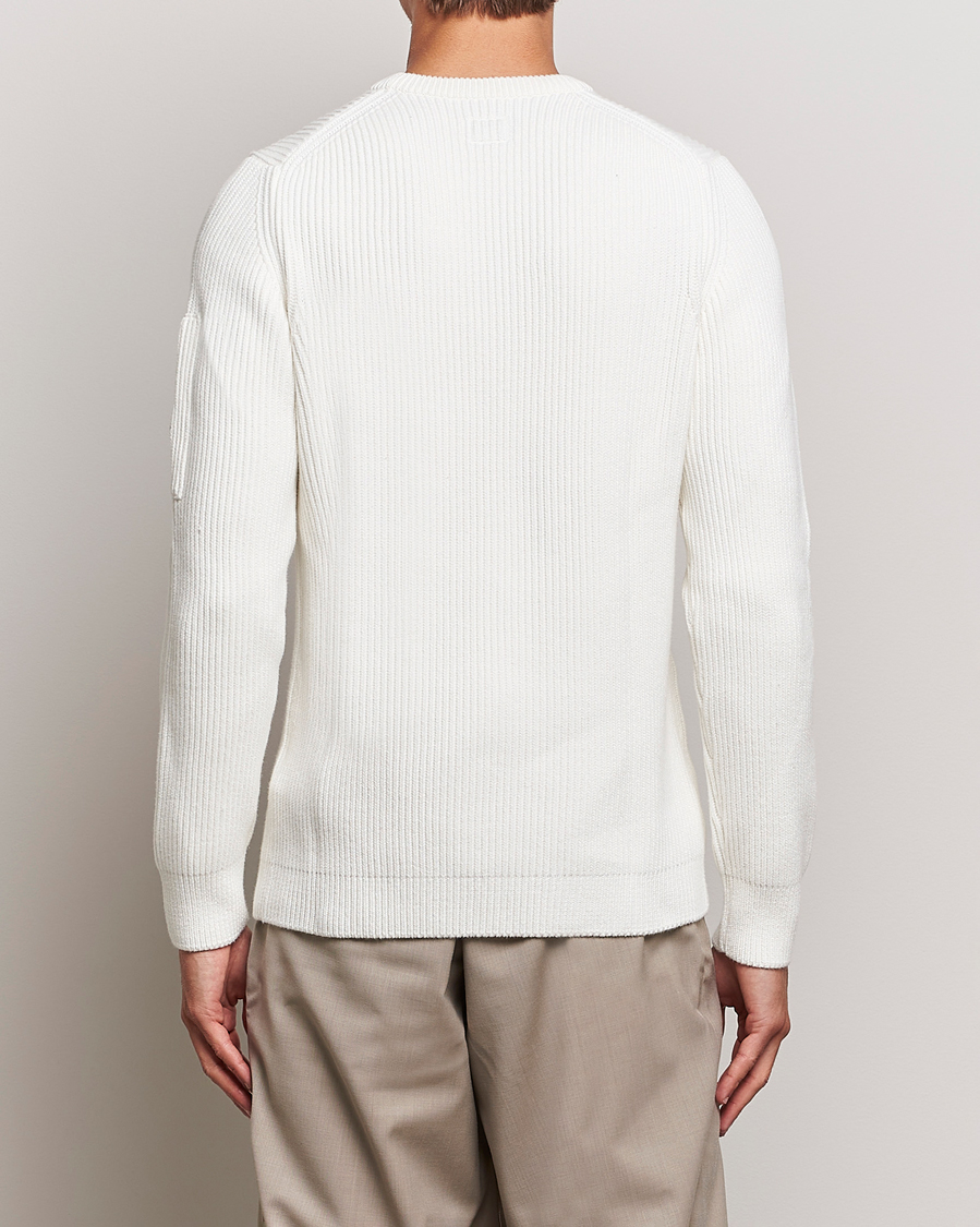 Mies | Puserot | C.P. Company | Full Rib Knitted Cotton Crewneck White