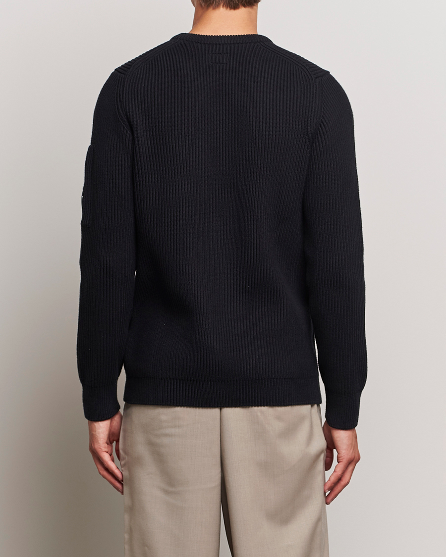 Mies | Puserot | C.P. Company | Full Rib Knitted Cotton Crewneck Black