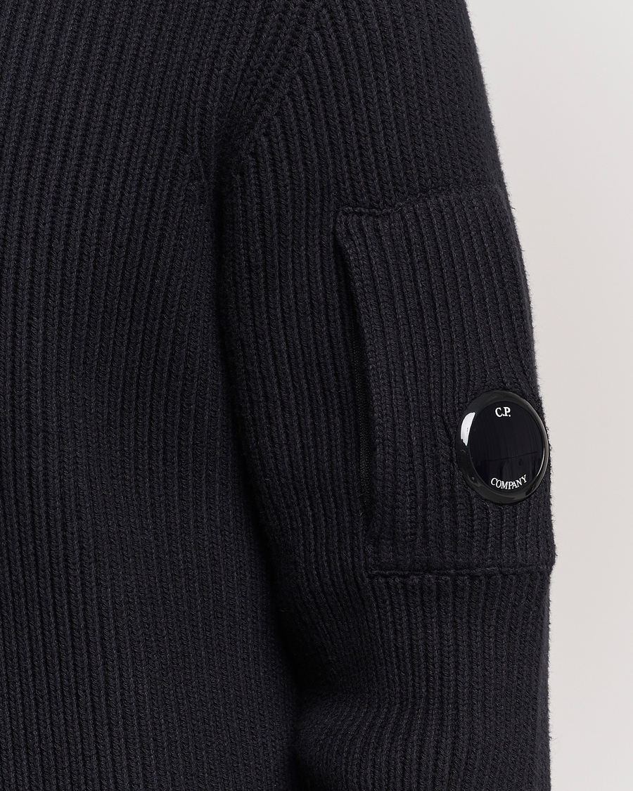 Mies | Puserot | C.P. Company | Full Rib Knitted Cotton Crewneck Black