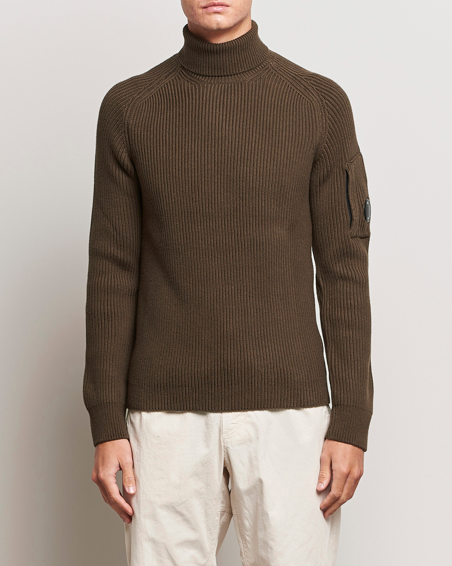 Mies | C.P. Company | C.P. Company | Full Rib Knitted Cotton Rollneck Brown