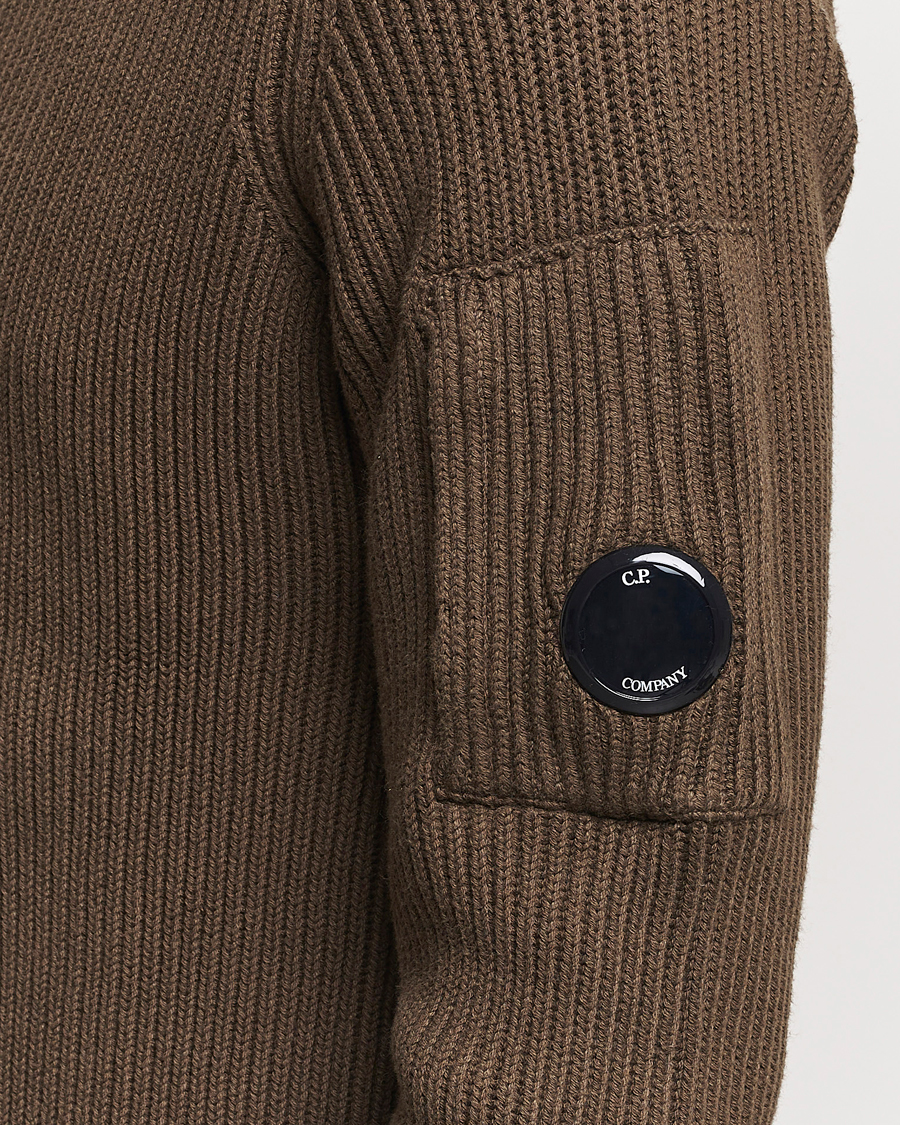 Mies | Puserot | C.P. Company | Full Rib Knitted Cotton Rollneck Brown