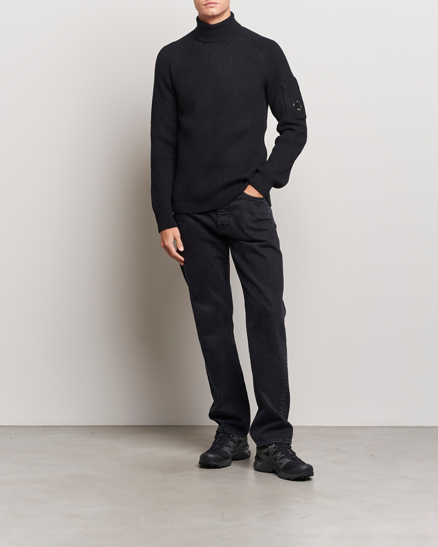 Mies | Puserot | C.P. Company | Full Rib Knitted Cotton Rollneck Black