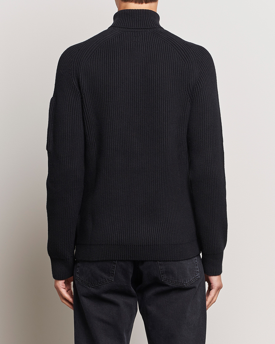 Mies | Puserot | C.P. Company | Full Rib Knitted Cotton Rollneck Black