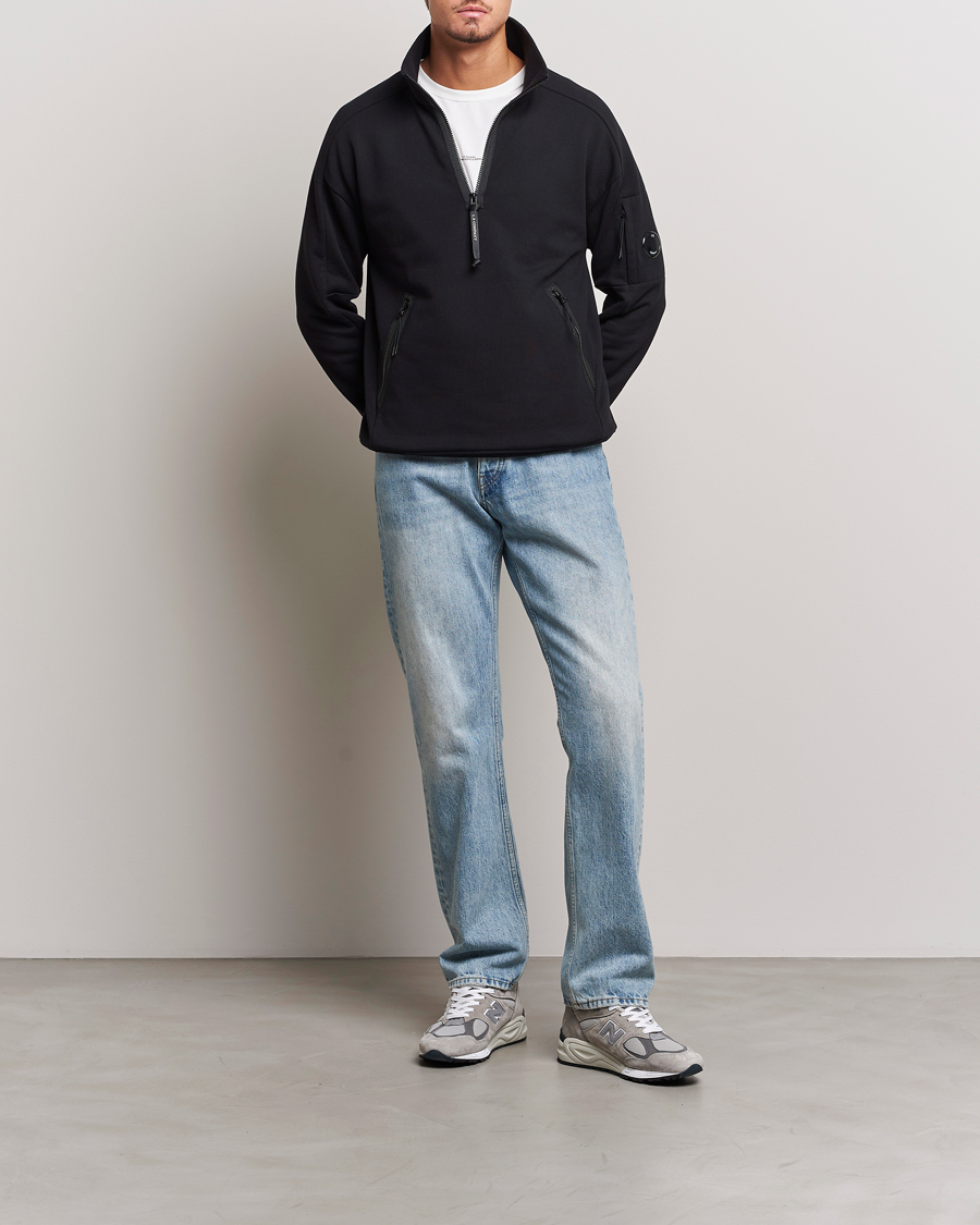 Mies | Puserot | C.P. Company | Diagonal Raised Fleece Half Zip Goggle Hoodie Black