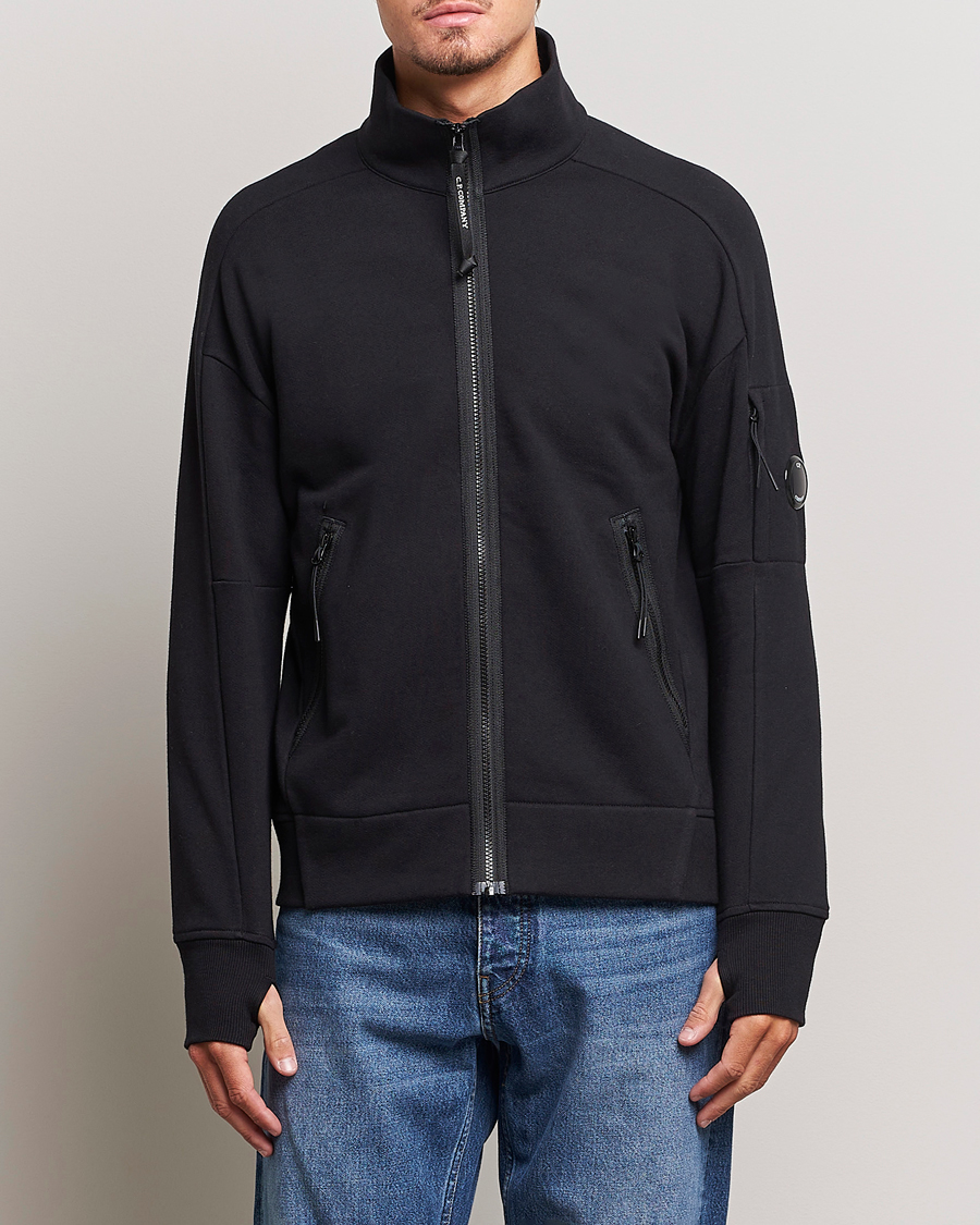 Mies | Fleecepuserot | C.P. Company | Diagonal Raised Fleece Full Zip Lens Sweatshirt Black