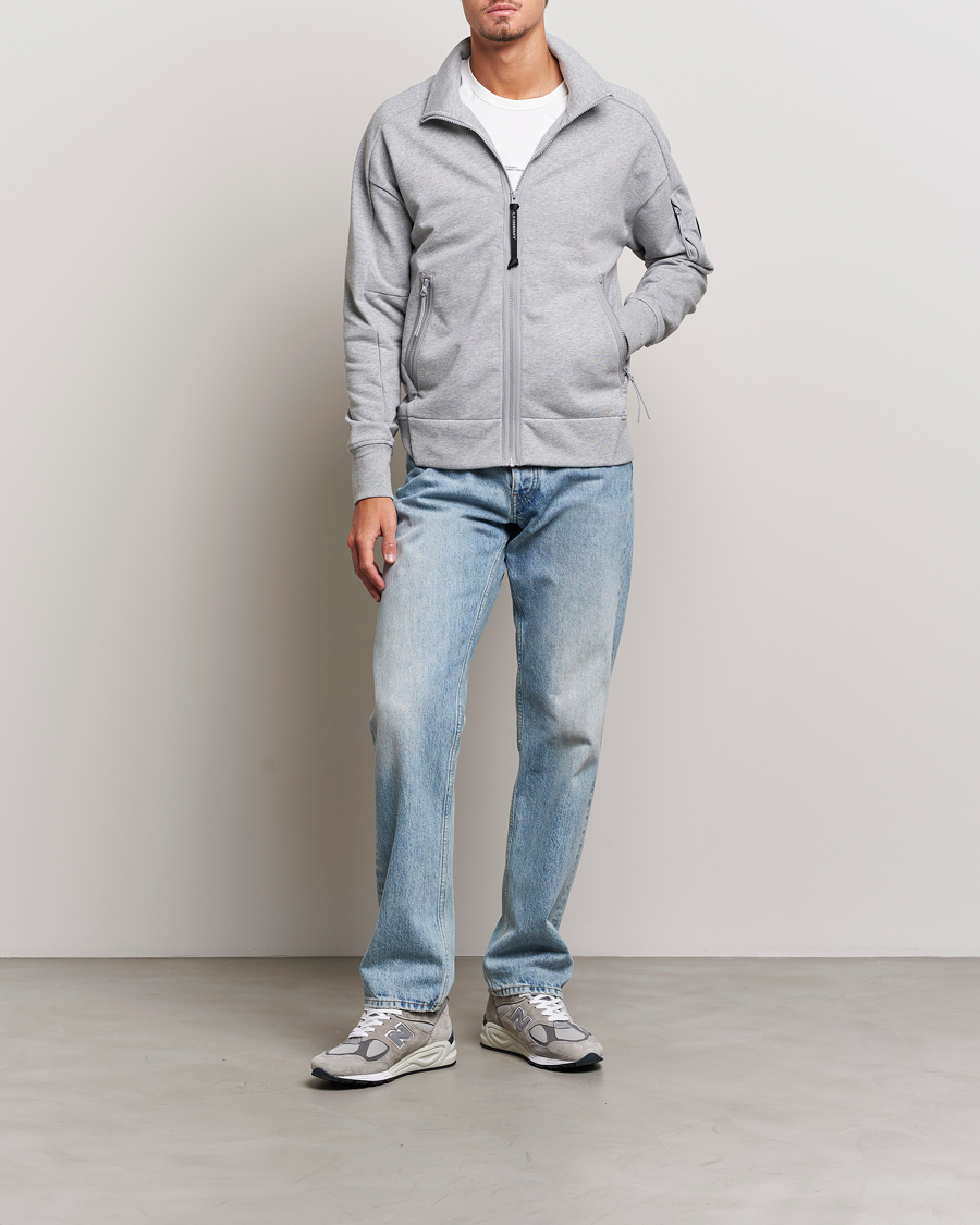 Mies | Puserot | C.P. Company | Diagonal Raised Fleece Full Zip Lens Sweatshirt Grey