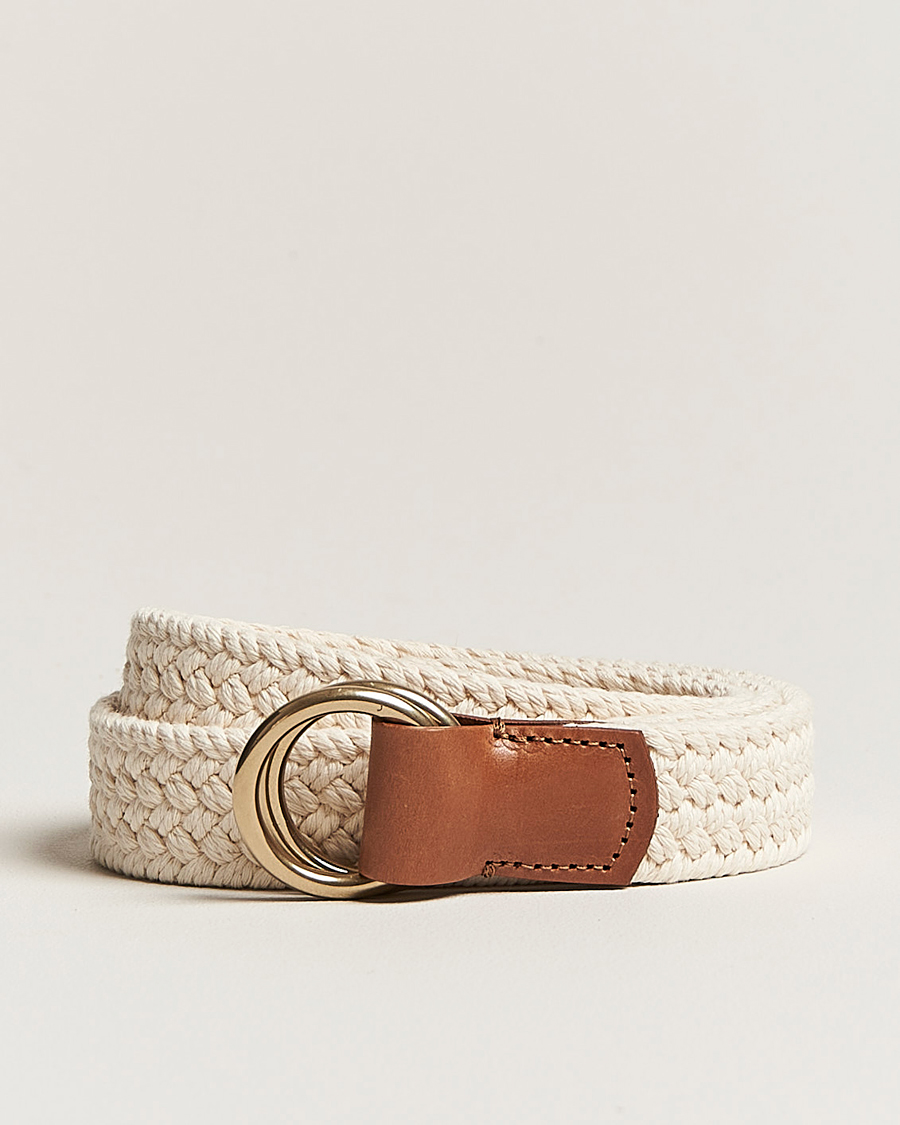 Mies | Anderson's Woven Cotton Belt Off White | Anderson's | Woven Cotton Belt Off White