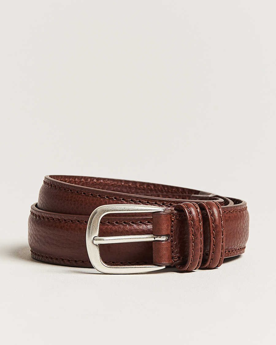 Mies | Vyöt | Anderson's | Grained Leather Belt 3 cm Brown