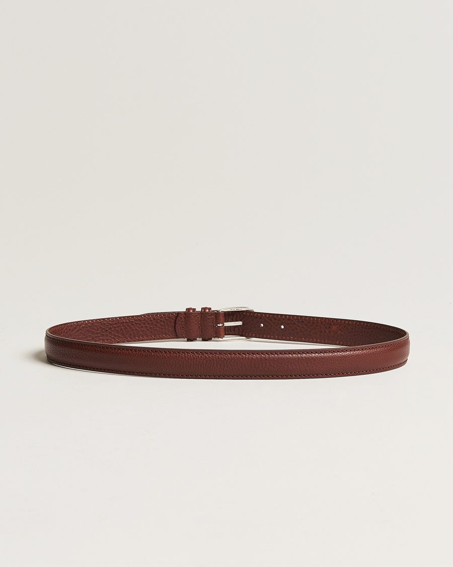 Mies | Sileät vyöt | Anderson's | Grained Leather Belt 3 cm Brown