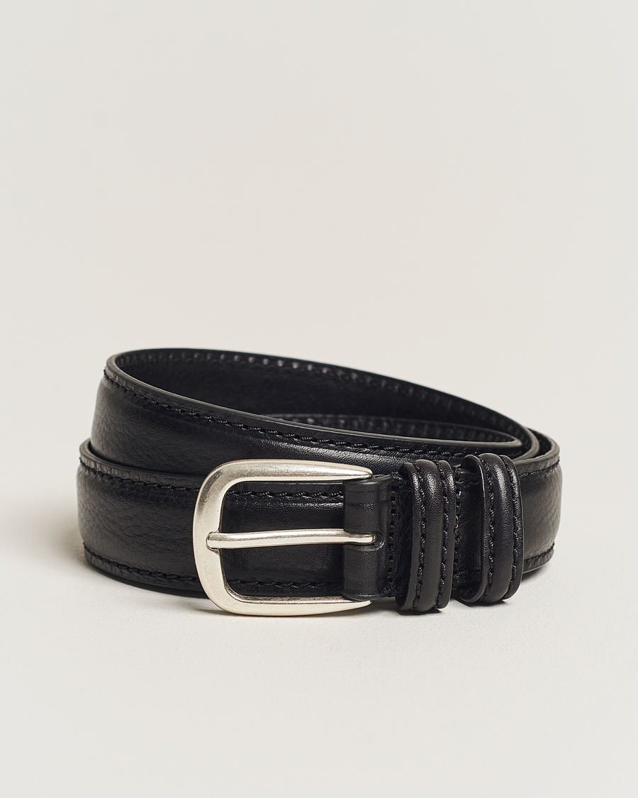 Mies | Vyöt | Anderson's | Grained Leather Belt 3 cm Black