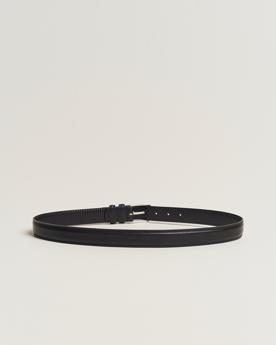 Mies | Italian Department | Anderson's | Grained Leather Belt 3 cm Black