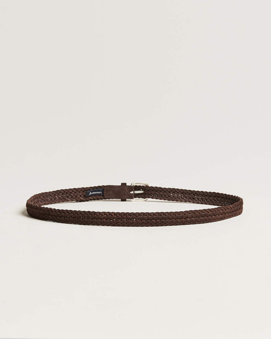 Mies |  | Anderson's | Woven Suede Belt 2,5 cm Brown