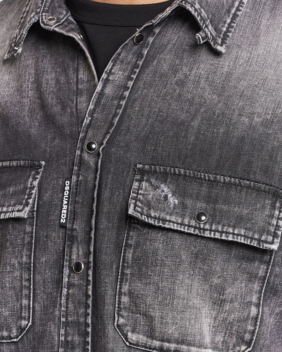Mies | Kauluspaidat | Dsquared2 | Tab Collar Denim Shirt Washed Grey