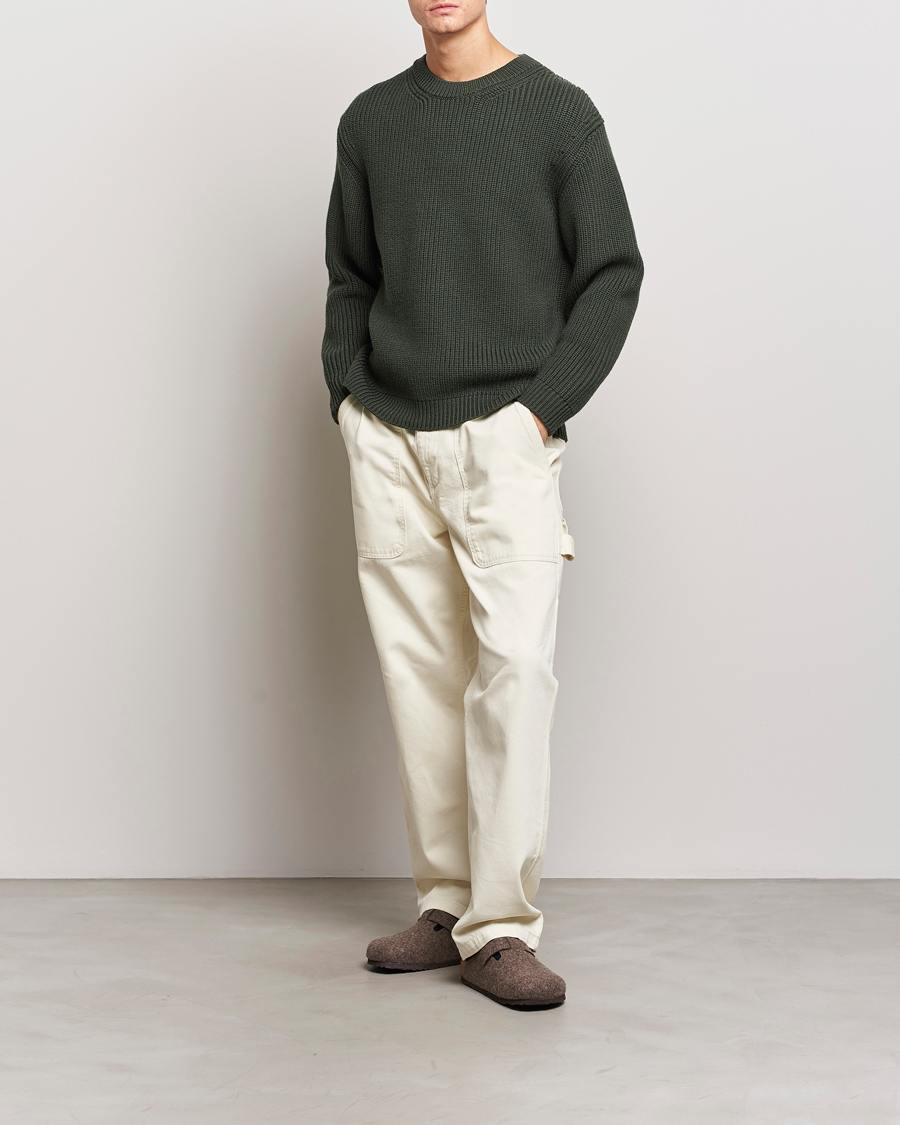 Mies | Puserot | Jeanerica | Paul Heavy Knitted Crew Neck Dark Green