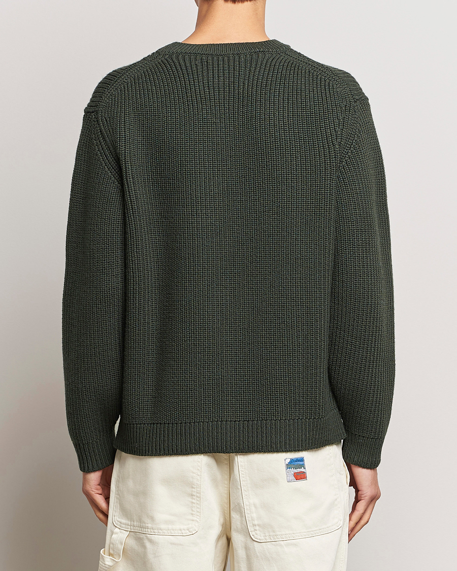 Mies | Puserot | Jeanerica | Paul Heavy Knitted Crew Neck Dark Green