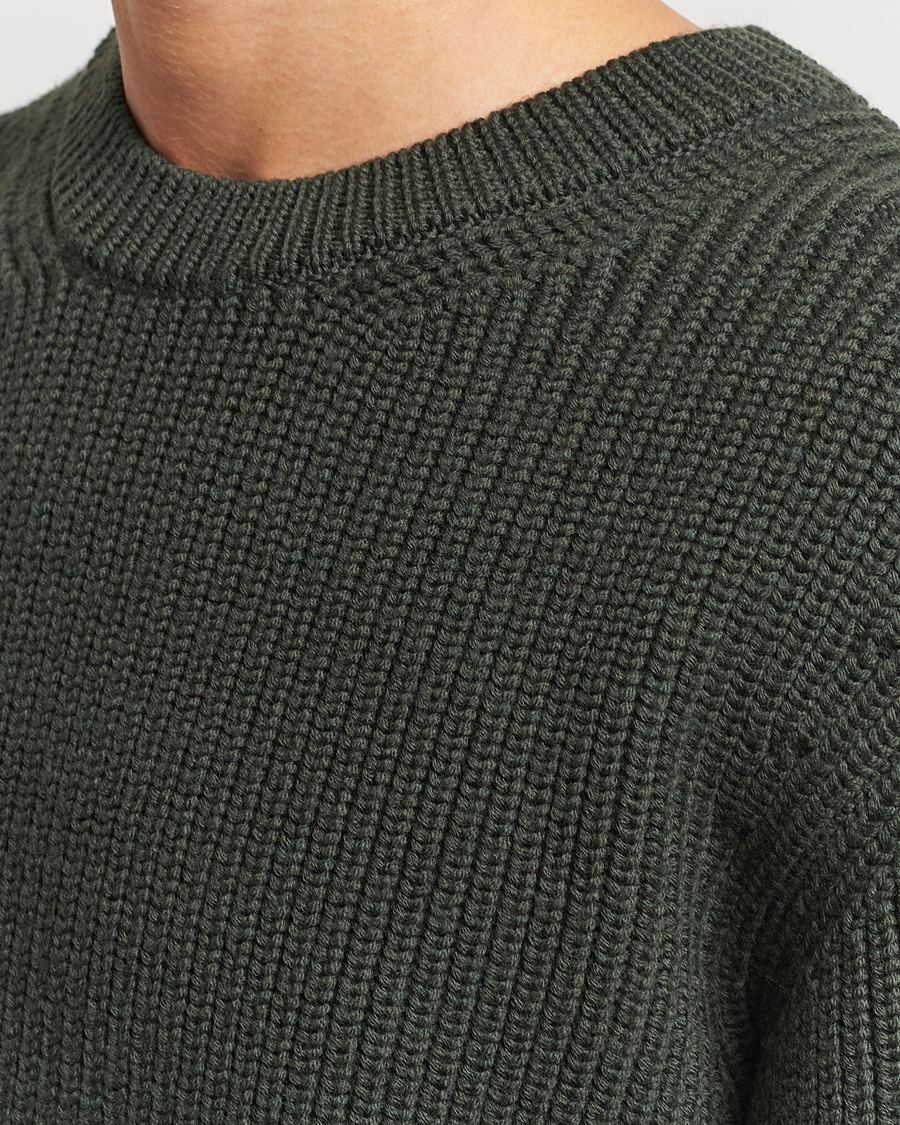 Mies | Puserot | Jeanerica | Paul Heavy Knitted Crew Neck Dark Green