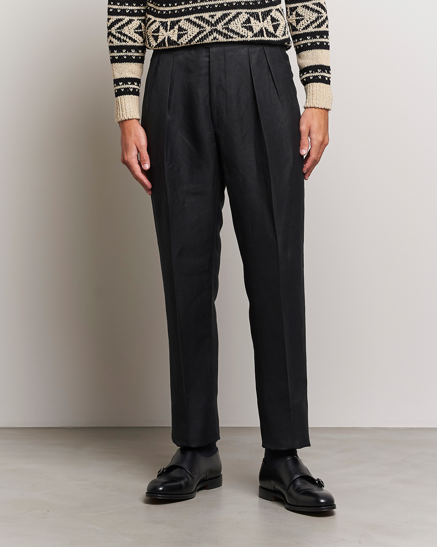 Mies | Housut | Ralph Lauren Purple Label | Byron Pleated Trousers Black