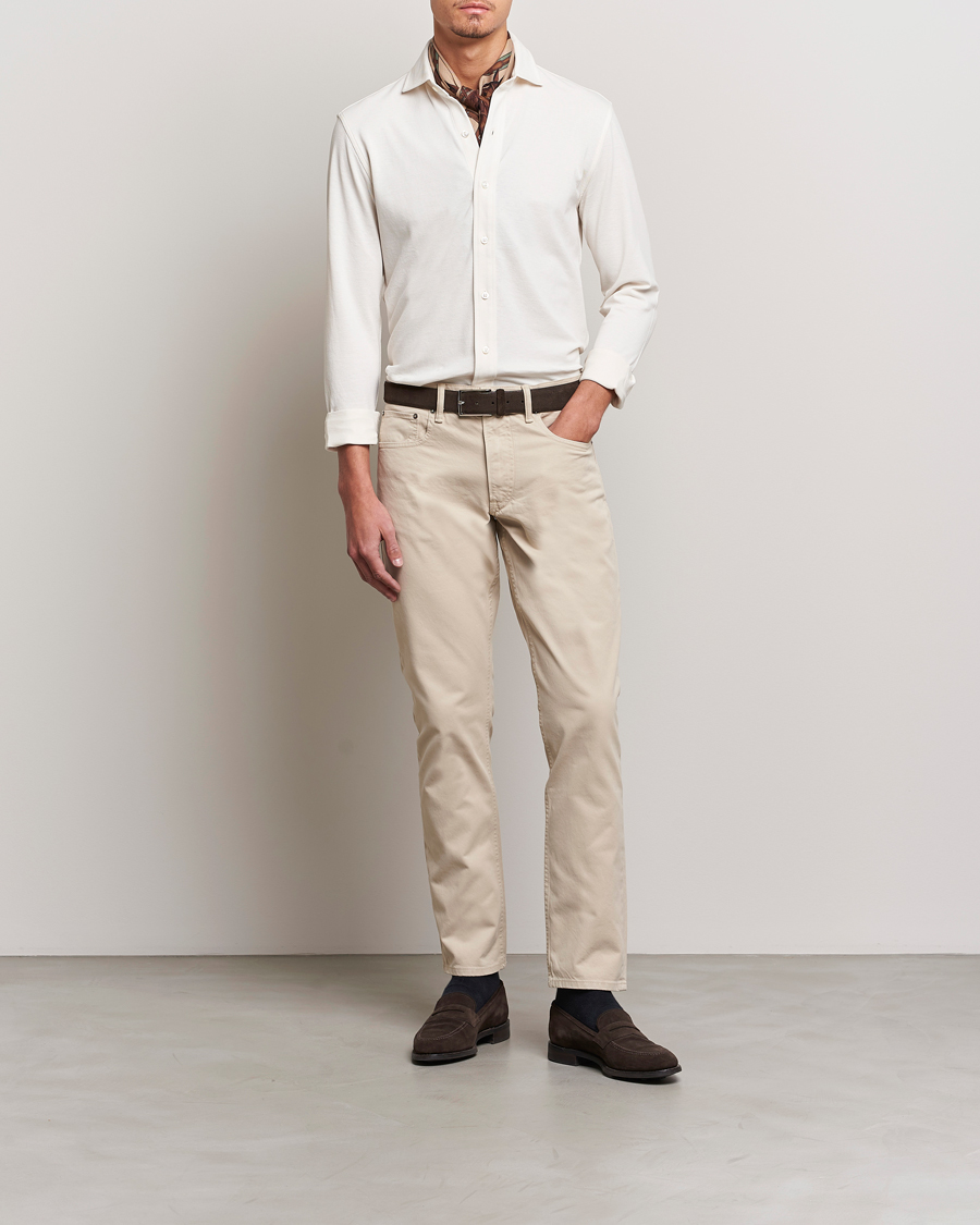 Mies | Kauluspaidat | Ralph Lauren Purple Label | Washed Cotton Pique Shirt Cream
