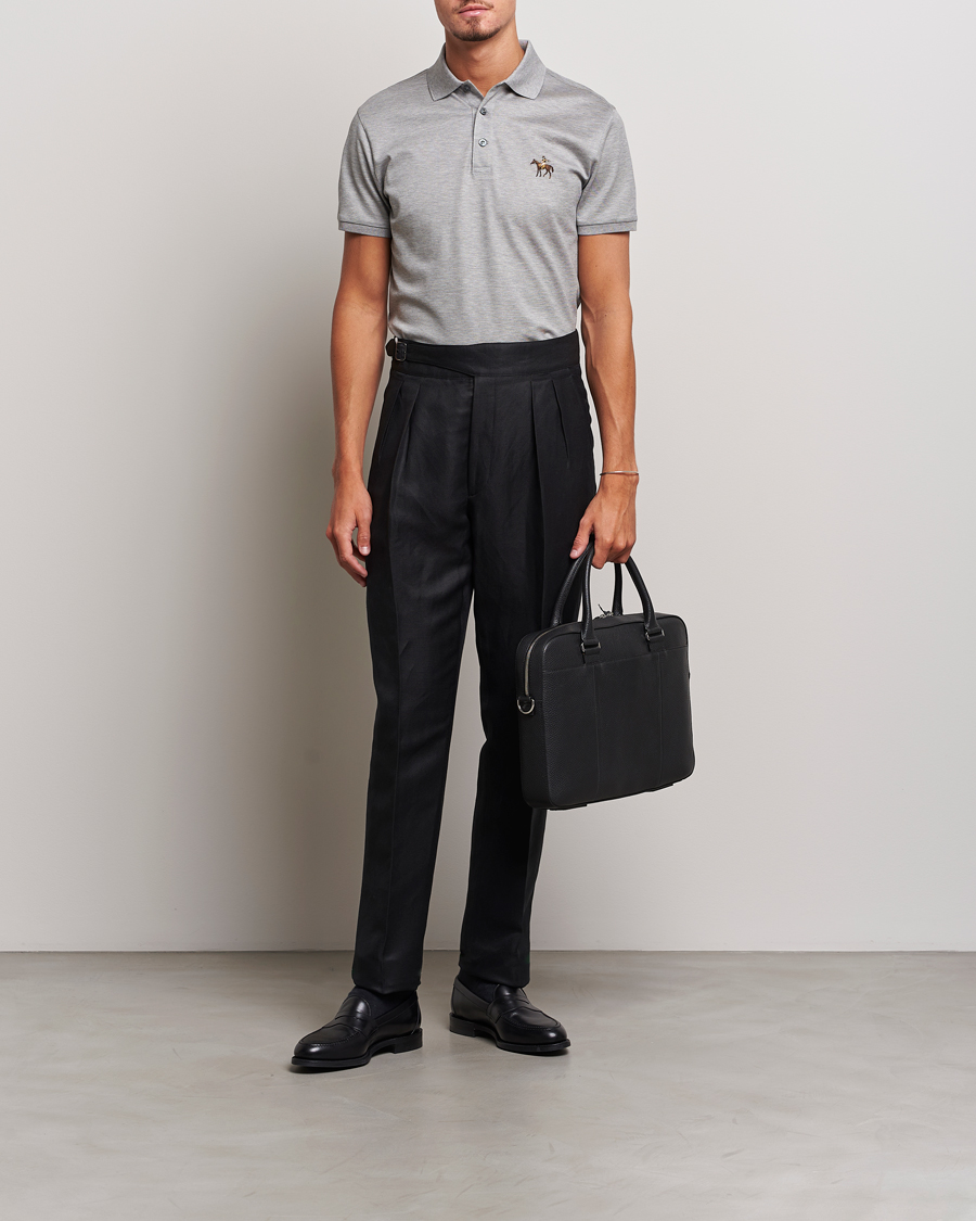 Mies | Pikeet | Ralph Lauren Purple Label | Mercerized Cotton Polo Light Grey Heather